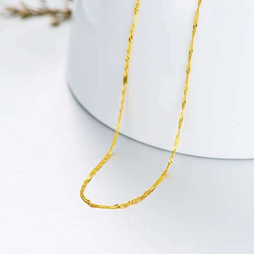 Sisgem Collar De Cadena De Oro Macizo De 18 Quilates, Collar