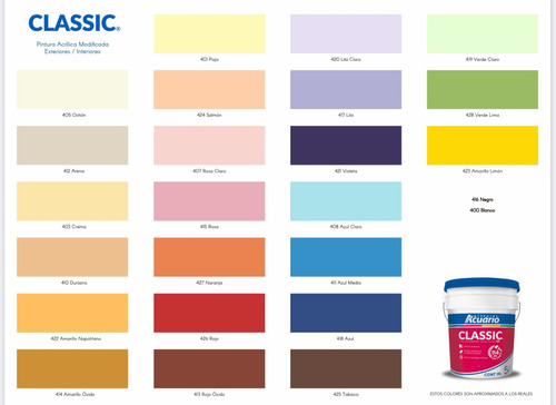 Imagen 2 de 2 de Pintura Vinílica Classic Acuario Galón 4 Litros Color Blanco