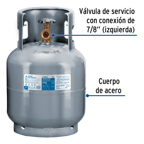 Cilindro Portátil Para Gas Lp, 4kg (9lb) Foset. 45888