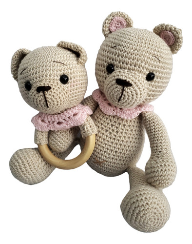 Osito Crochet Muñeco De Apego Para Bebes Y Sonajero Regalo