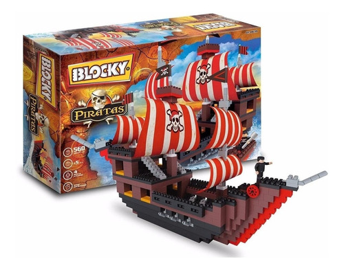 Blocky Barco Pirata Con 560 Piezas 4 Muñecos Mundo Manias