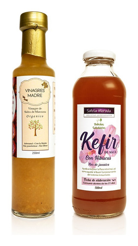 Vinagre De Manzana Orgánico + Kéfir Hibiscus 500ml Probiótic