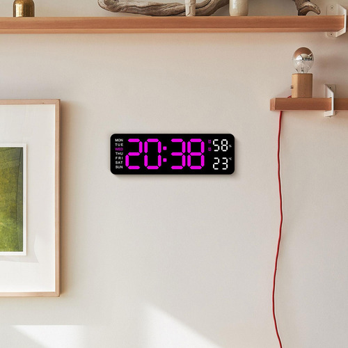 Reloj De Pared Digital Con Luz Regulable, Diseño Elegante