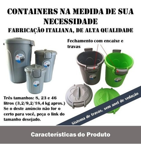 Imagem 2 de 7 de Container Pote Para Ração 23l (9,2kg Aprox) Tampa Hermética