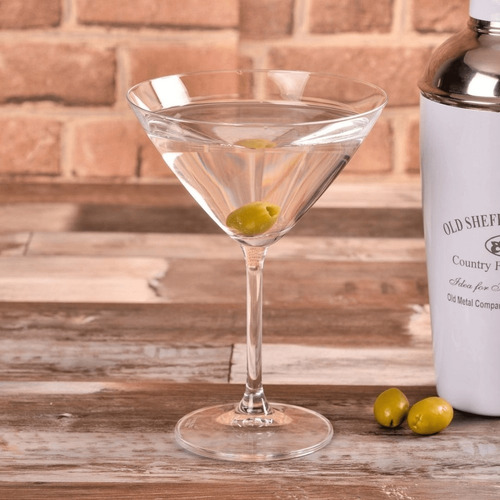Jogo 4 Taças De Cristal Bohemia Titânio Para Martini 280ml