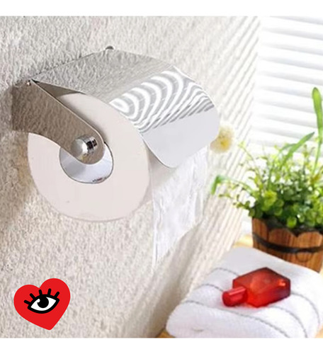 Porta Rollo Papel Higienico Baño Soporte Plateado Cromo Tapa Veoquiero