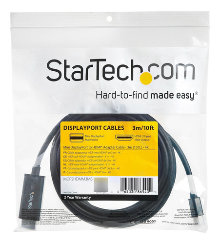 Cable Adaptador Startech Mini Displayport A Hdmi 3m 4k 30hz