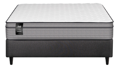 Sommier Y Colchon 2 Plazas (140x190) Sealy Sunshine Resorte Color Gris