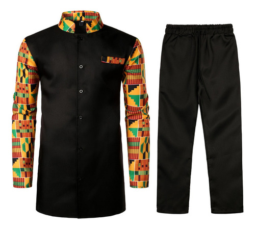 Camisa E Calça Masculinas Tradicionais Africanas, Terno  [u]