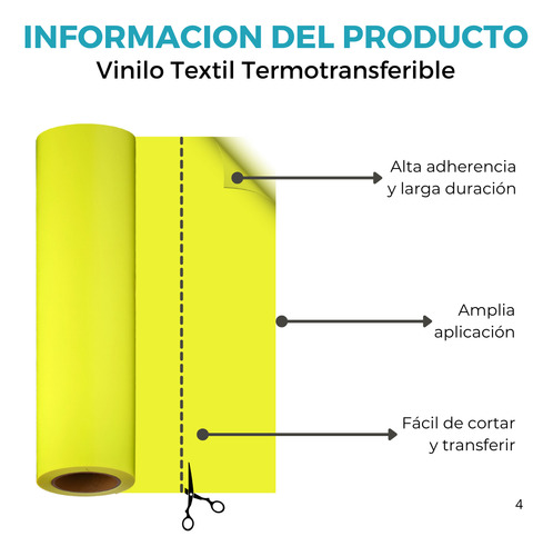 Vinilo Textil Termotransferible Rollo De 0.50x25 Mts Flex Pvc Color Amarillo Neon Espesor 220 Micrones Matte Pu Resistente Al Agua Marca Global Electronics