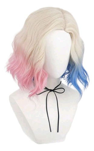 Peluca Rubio Puntas Rosa Y Azul Enid De Merlina Tamaño de la base unitalla