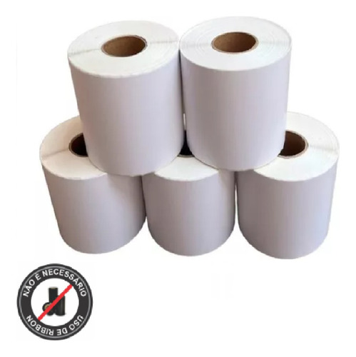 5 Rolos C/500 Etiquetas Termicas 10x15 100x150 Cor Branco