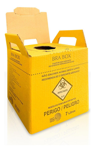 Coletor Descartável Perfuro Cortante 7lt. Bra Box Kit 10un