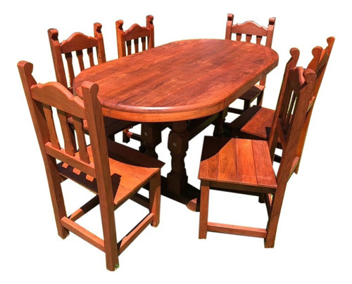 Juego De Comedor Oval Con 6 Sillas Palmeritas