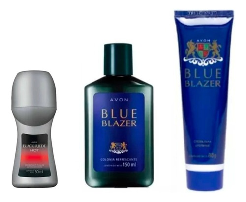 Blue Blazer Crema Afeitarse+ Deo A Bolilla  +colonia Set X 3