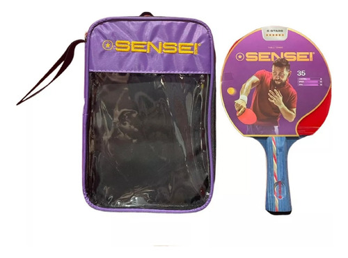 Paleta De Ping Pong Tenis Mesa 6 Stars Sensei Con Funda Mango Azul Acero An (anatómico)