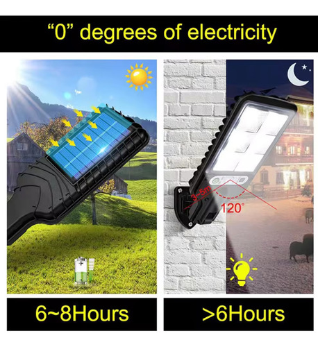 Lampara Solar Para Exterior 3 Modos D Luz, Ip65, Con Control