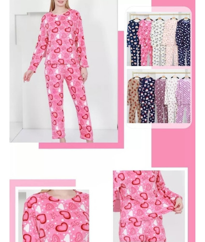 12 Pijama Dama Calientita Polar Colores Y Diseños Surtidos