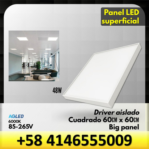 Panel Led Superficial Cuadrado 48w 4k 85-265v 60x60cm