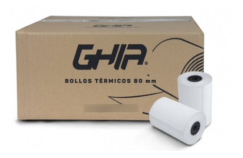 Caja Rollo Papel Termico Ghia Ctg80n 80x70mm Negro 50 Pi /vc Color Blanco