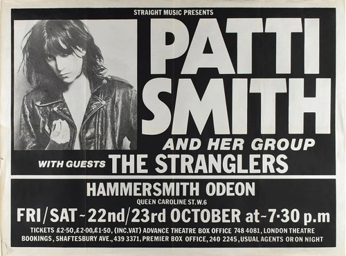Poster Vintage Patti Smith 1976 Concert 30x40cm Plastificado