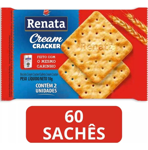 Biscoito Cream Cracker Renata Kit Com 60 Sachês