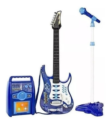 Guitarra Amplificador Niño Con Micrófono Azul