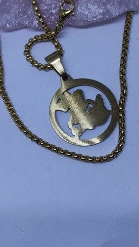 Imagen 5 de 5 de Medalla San Jorge Acero Dorado Con Cadena