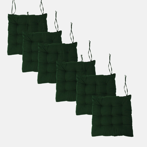 Kit 6 Assentos Almofadas Cadeira Banco Macia Bonita 40x40cm Cor Verde-musgo-6pc