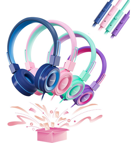 Bywulanda Auriculares Con Cable Para Niños Con Micrófono .