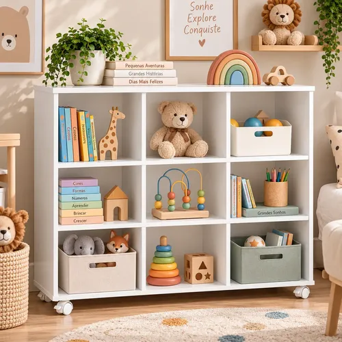 Nicho Multiuso Organizador Decorativo Com Rodízios Em Mdf
