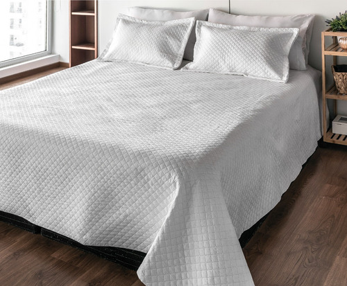 Colcha Cubrecama Quilt De Verano 2 Plaza Y Media + 2 Funda Color Blanco