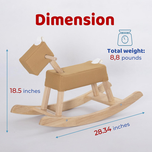 Caballo Mecedor De Madera Marrón Para Niños Pequeños Color