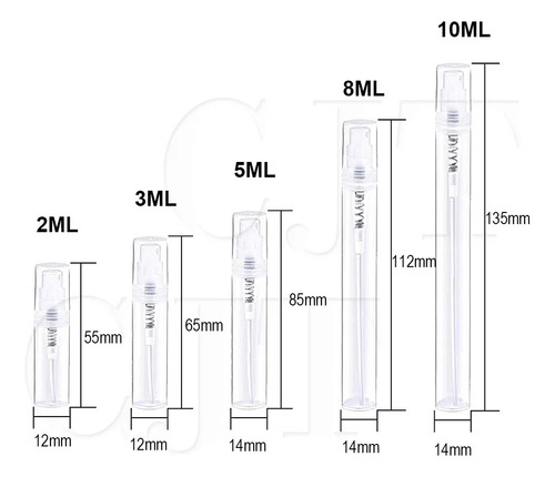 50 Uds. Mini Botella Pulverizadora De Plástico 2ml 3ml 5ml