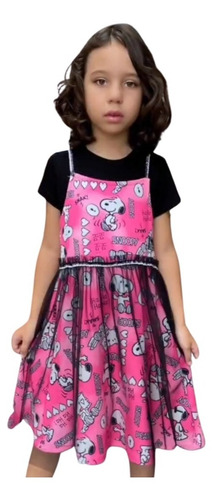 Vestido Petit Cherie Preto E Pink Peanuts Snoopy 20064