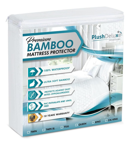 Protector De Colchón De Bambú Plushdeluxe Premium Queen Siz.
