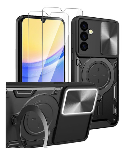 Funda Uso Rudo Carcasa Cámara Para Samsung Galaxy A15 +mica Negro Samsung Galaxy A15 4g/5g