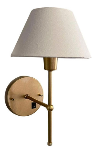 Arandela Parede Colonial Com Interruptor Na Base E Cupula Estrutura Dourado Com Branco 127/220v