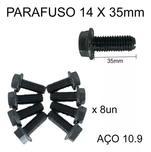 KIT Parafuso Pino Rei 14X35X2MM Flangeado C/ Trava CARRETAS