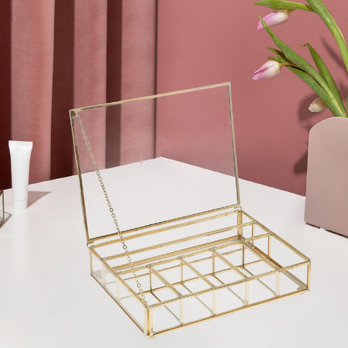 Organizador De Baratijas De Joyería De Vidrio Elegante Con