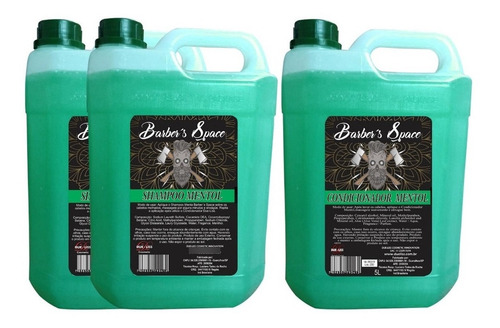 2 Shampoo + 1 Condicionador Mentol Galão 5l Barber´s Space