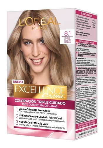 Tintura Excellence Creme Loreal Paris Coloración Tono 8.1