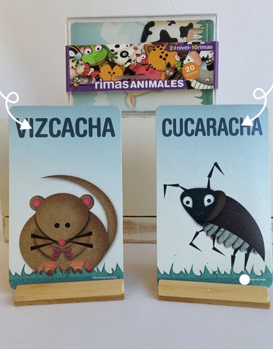 Imagen 4 de 7 de Juego Didáctico Cartas Plásticas Animales Que Riman