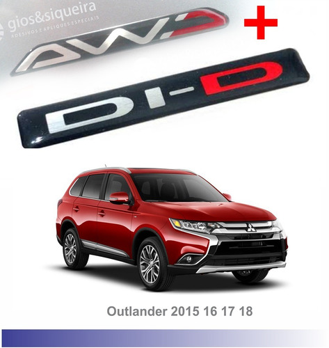 Adesivo Di-d E Awd Outlander 2015+ Mitsubishi Com Relevo