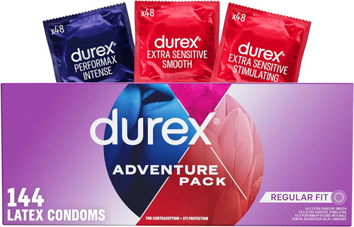 144 Pack Condon Durex Adventure Extra Sensitive Smooth Latex