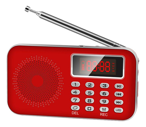 Radio Am/fm Portátil Con Linterna/manual De Carga Solar Color Rojo