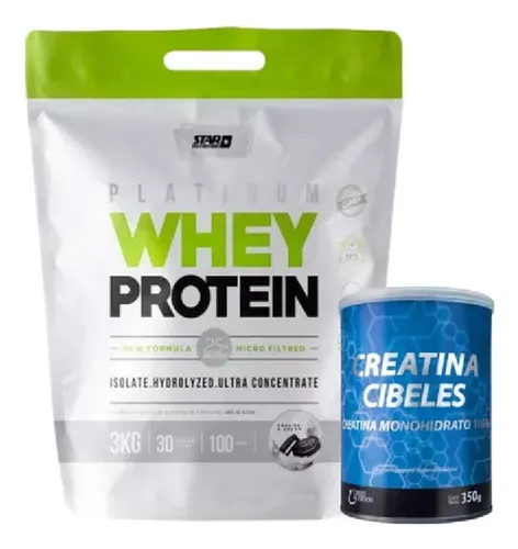 Whey Protein Star 3kg + Creatina Cibeles 350g Combo Cookies And Cream