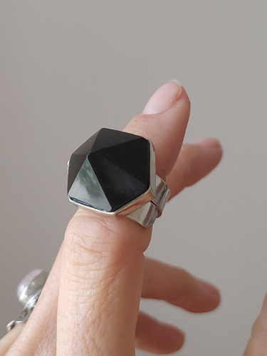 Anillo Pirámide Obsidiana Piedra Natural Coraocristales