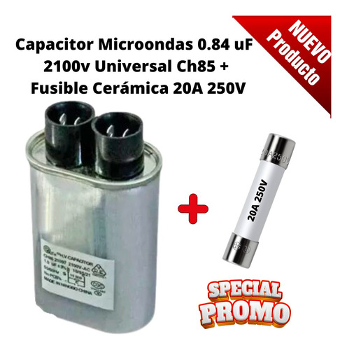 Capacitor Microondas 0.84 Uf 2100v Con Fusible 20a 250v