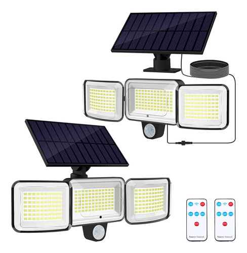 Luces Solares Exteriores, Foco Led De 3 Cabezas 3500lm ...